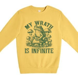 Funny Frog Meme My Wrath Is Infinite Frog Pond Premium Crewneck Sweatshirt