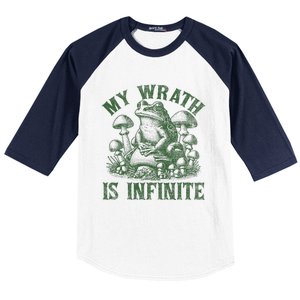 Funny Frog Meme My Wrath Is Infinite Frog Pond Baseball Sleeve Shirt