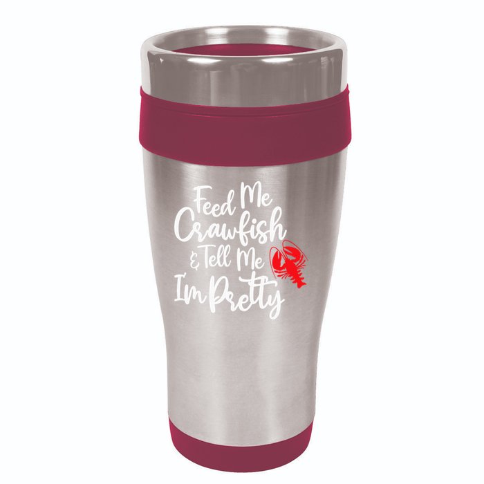 Funny Feed Me Crawfish & Tell Me I'm Pretty Tee 16oz Travel Tumbler