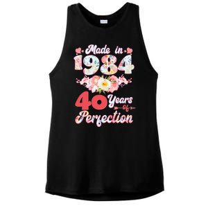 Flower Floral Made In 1984 40 Years Of Perfection Ladies PosiCharge Tri-Blend Wicking Tank