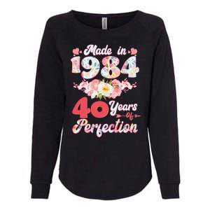 Flower Floral Made In 1984 40 Years Of Perfection Womens California Wash Sweatshirt