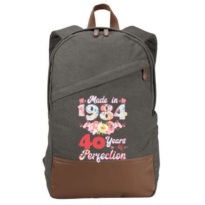 Flower Floral Made In 1984 40 Years Of Perfection Cotton Canvas Backpack