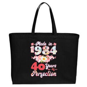 Flower Floral Made In 1984 40 Years Of Perfection Cotton Canvas Jumbo Tote