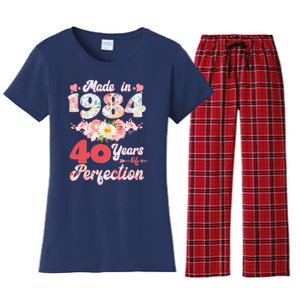 Flower Floral Made In 1984 40 Years Of Perfection Women's Flannel Pajama Set