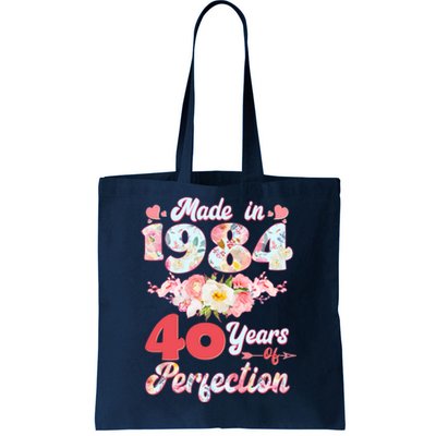 Flower Floral Made In 1984 40 Years Of Perfection Tote Bag