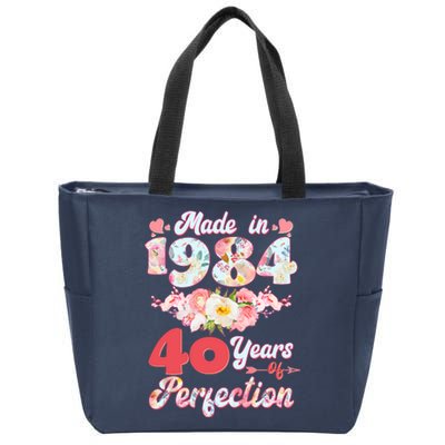 Flower Floral Made In 1984 40 Years Of Perfection Zip Tote Bag