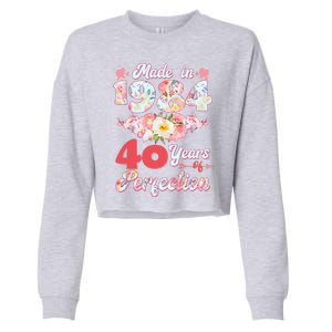 Flower Floral Made In 1984 40 Years Of Perfection Cropped Pullover Crew