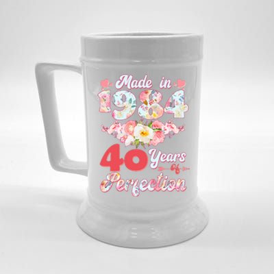 Flower Floral Made In 1984 40 Years Of Perfection Beer Stein