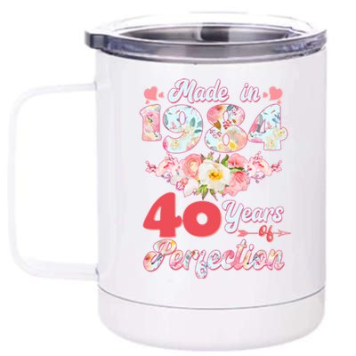 Flower Floral Made In 1984 40 Years Of Perfection 12 oz Stainless Steel Tumbler Cup