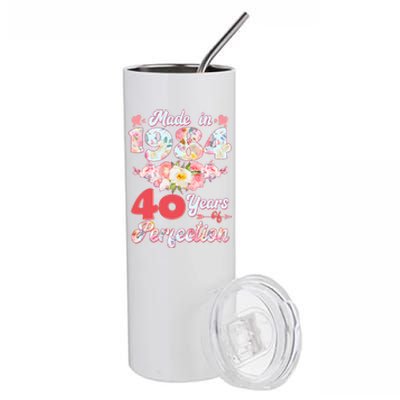 Flower Floral Made In 1984 40 Years Of Perfection Stainless Steel Tumbler