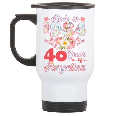 Flower Floral Made In 1984 40 Years Of Perfection Stainless Steel Travel Mug