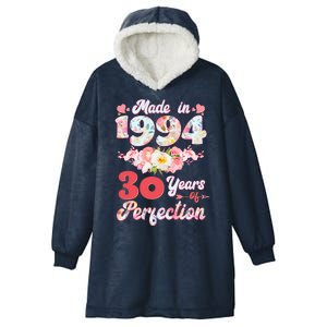 Flower Floral Made In 1994 30 Years Of Perfection Hooded Wearable Blanket