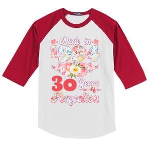 Flower Floral Made In 1994 30 Years Of Perfection Kids Colorblock Raglan Jersey