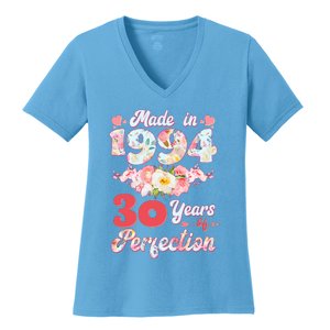 Flower Floral Made In 1994 30 Years Of Perfection Women's V-Neck T-Shirt