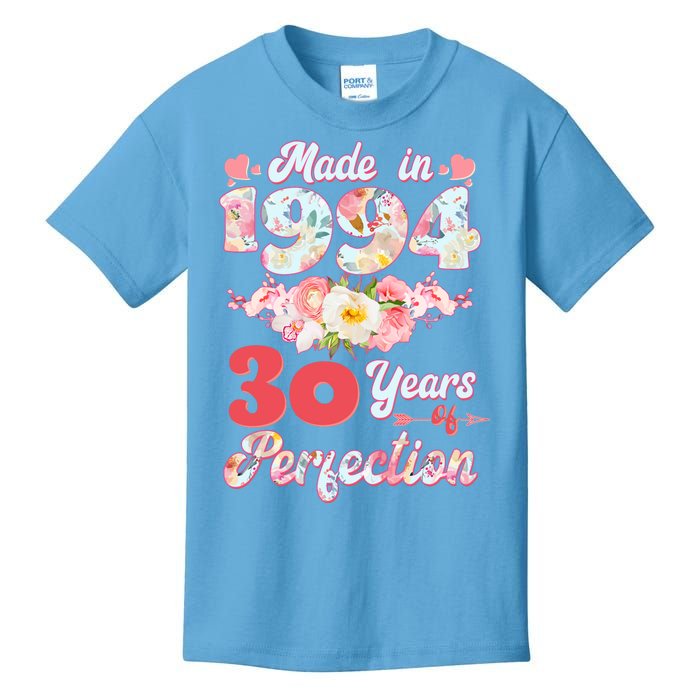 Flower Floral Made In 1994 30 Years Of Perfection Kids T-Shirt