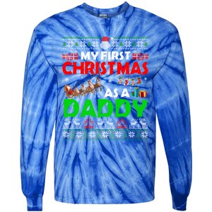 Funny Family My 1st Christmas As A Daddy Ugly Xmas Sweater Funny Gift Tie-Dye Long Sleeve Shirt