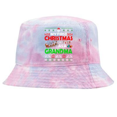 Funny Family My 1st Christmas As A Grandma Ugly Xmas Sweater Cute Gift Tie-Dyed Bucket Hat