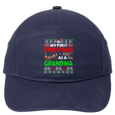 Funny Family My 1st Christmas As A Grandma Ugly Xmas Sweater Cute Gift 7-Panel Snapback Hat