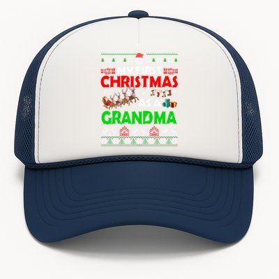 Funny Family My 1st Christmas As A Grandma Ugly Xmas Sweater Cute Gift Trucker Hat