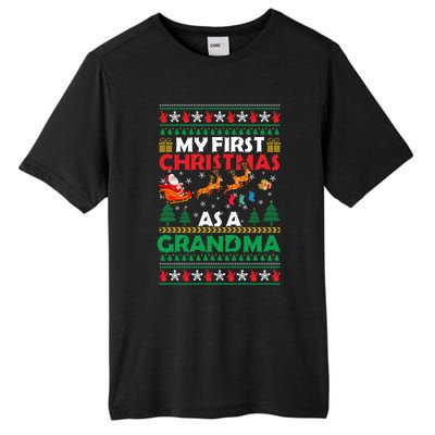 Funny Family My 1st First Christmas As A Grandma Ugly Xmas Meaningful Gift Tall Fusion ChromaSoft Performance T-Shirt