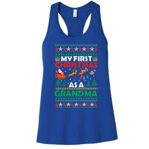 Funny Family My 1st First Christmas As A Grandma Ugly Xmas Meaningful Gift Women's Racerback Tank