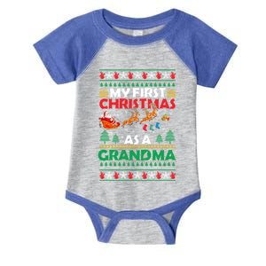 Funny Family My 1st First Christmas As A Grandma Ugly Xmas Meaningful Gift Infant Baby Jersey Bodysuit