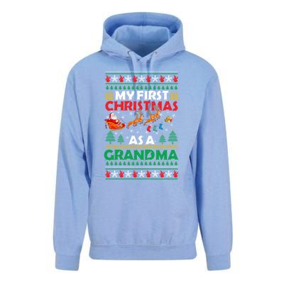 Funny Family My 1st First Christmas As A Grandma Ugly Xmas Meaningful Gift Unisex Surf Hoodie