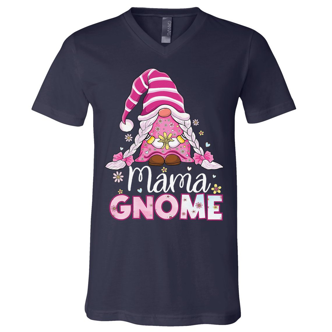 Flower For Mom Gnomies Cute Gnome Mom Happy MotherS Day V-Neck T-Shirt