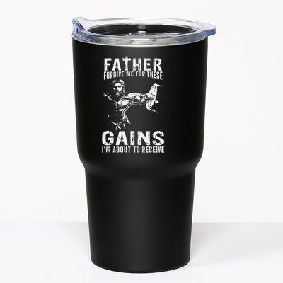 Father Forgive Me For These Gains - Jesus Gym Motivational Tumbler