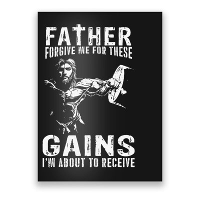 Father Forgive Me For These Gains - Jesus Gym Motivational Poster