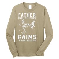 Father Forgive Me For These Gains - Jesus Gym Motivational Long Sleeve Shirt