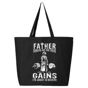 Father Forgive Me For These Gains Jesus Gym Motivational 25L Jumbo Tote