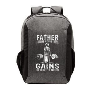 Father Forgive Me For These Gains Jesus Gym Motivational Vector Backpack