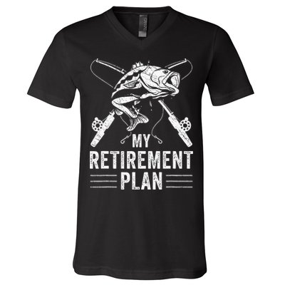Funny Fishing My Retirement Plan Fishing V-Neck T-Shirt