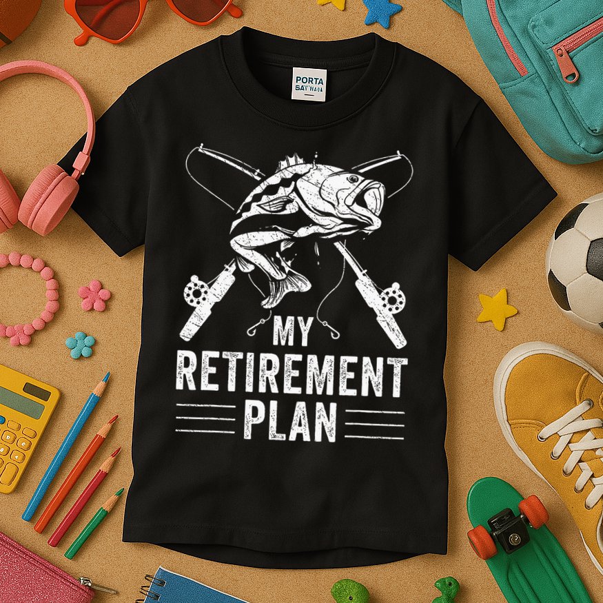 Funny Fishing My Retirement Plan Fishing Kids T-Shirt