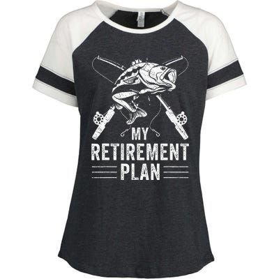 Funny Fishing My Retirement Plan Fishing Enza Ladies Jersey Colorblock Tee