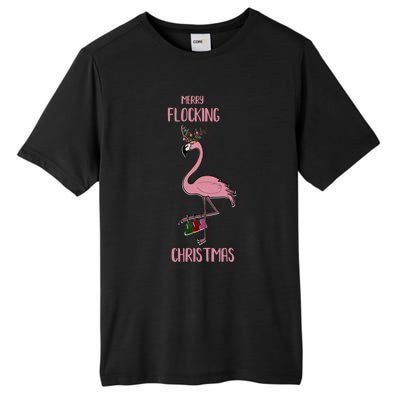 Funny Flamingo Merry Flocking Christmas Tropical Xmas Gift Tall Fusion ChromaSoft Performance T-Shirt