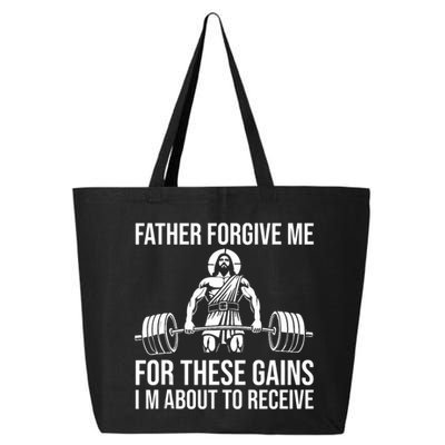 Father Forgive Me For These Gains Funny Gym Motivation 25L Jumbo Tote