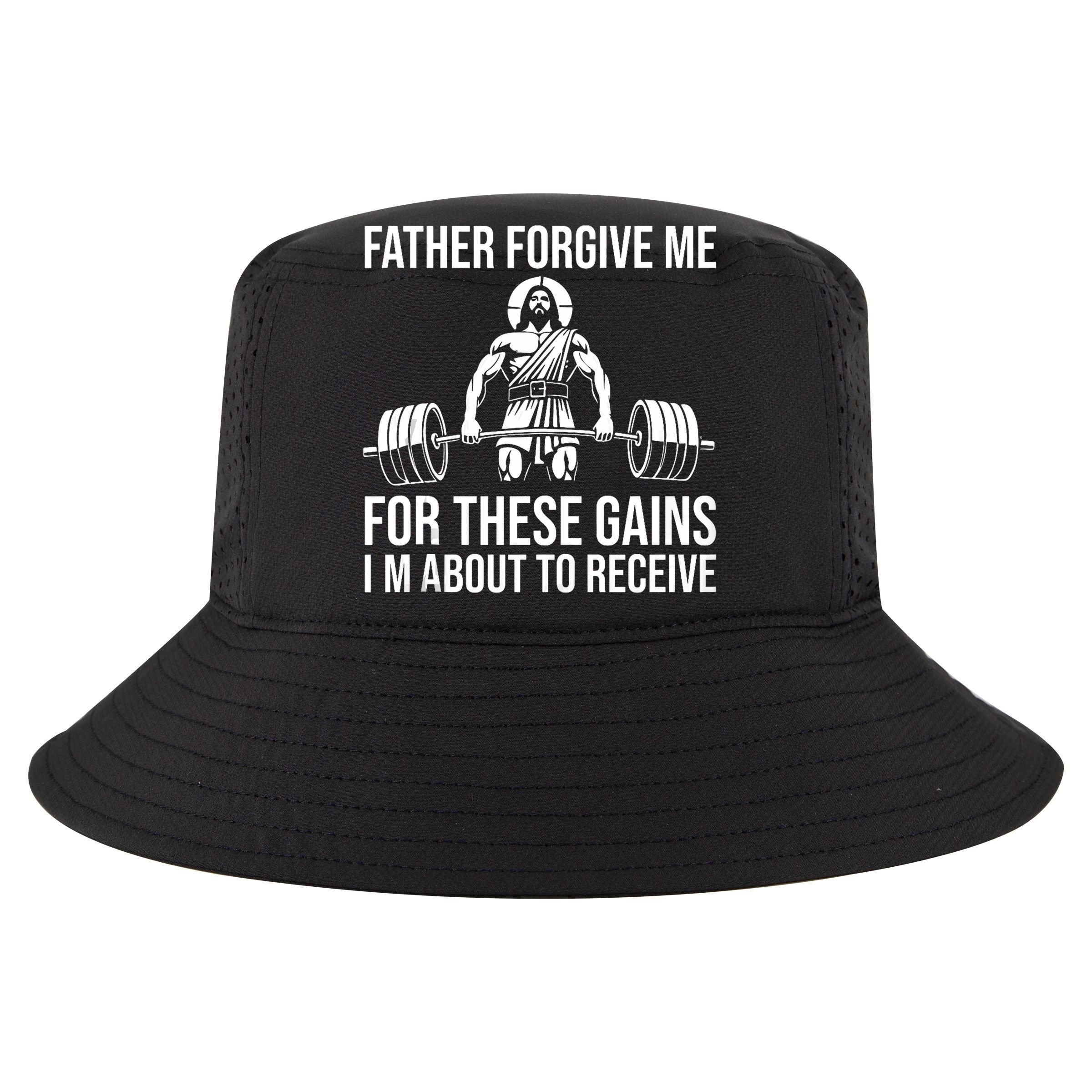 Father Forgive Me For These Gains Funny Gym Motivation Cropped Pullover Crew