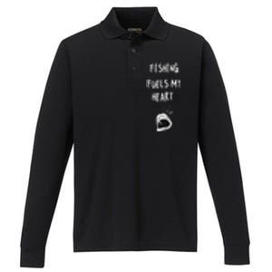 Fishing Fuels My Heart Performance Long Sleeve Polo