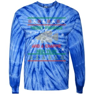 Funny Fisher Merry Fishmas And A Crappie New Year Cute Gift Tie-Dye Long Sleeve Shirt