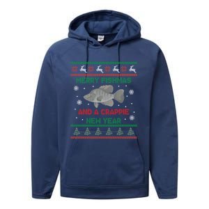 Funny Fisher Merry Fishmas And A Crappie New Year Cute Gift Performance Fleece Hoodie