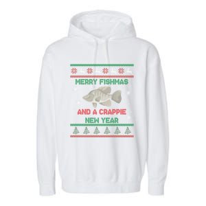 Funny Fisher Merry Fishmas And A Crappie New Year Cute Gift Garment-Dyed Fleece Hoodie