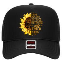 Funny Fbomb Mom With Tattoos Pretty Eyes And Thick Thighs High Crown Mesh Back Trucker Hat