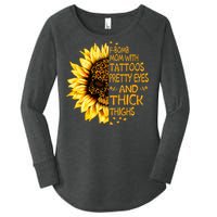 Funny Fbomb Mom With Tattoos Pretty Eyes And Thick Thighs Women's Perfect Tri Tunic Long Sleeve Shirt