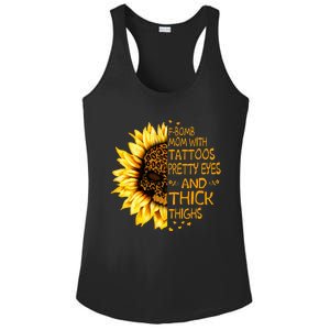 Funny Fbomb Mom With Tattoos Pretty Eyes And Thick Thighs Ladies PosiCharge Competitor Racerback Tank