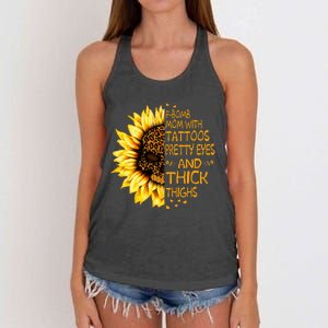 Funny Fbomb Mom With Tattoos Pretty Eyes And Thick Thighs Women's Knotted Racerback Tank