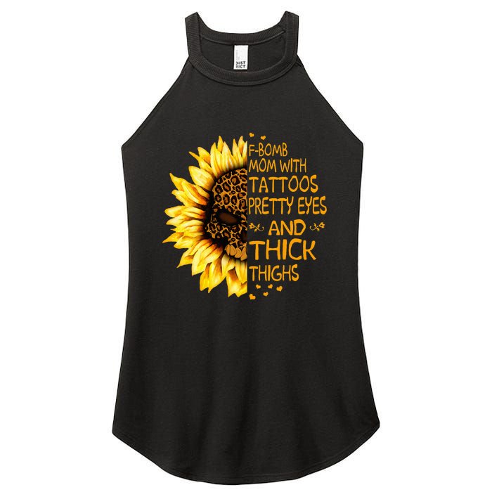 Funny Fbomb Mom With Tattoos Pretty Eyes And Thick Thighs Women's Perfect Tri Rocker Tank