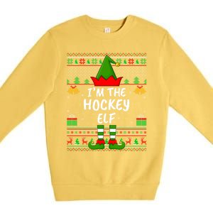 Funny Family Matching Ugly Im The Hockey Elf Christmas Great Gift Premium Crewneck Sweatshirt