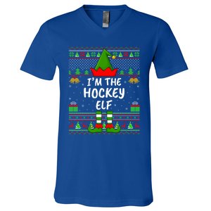 Funny Family Matching Ugly Im The Hockey Elf Christmas Great Gift V-Neck T-Shirt